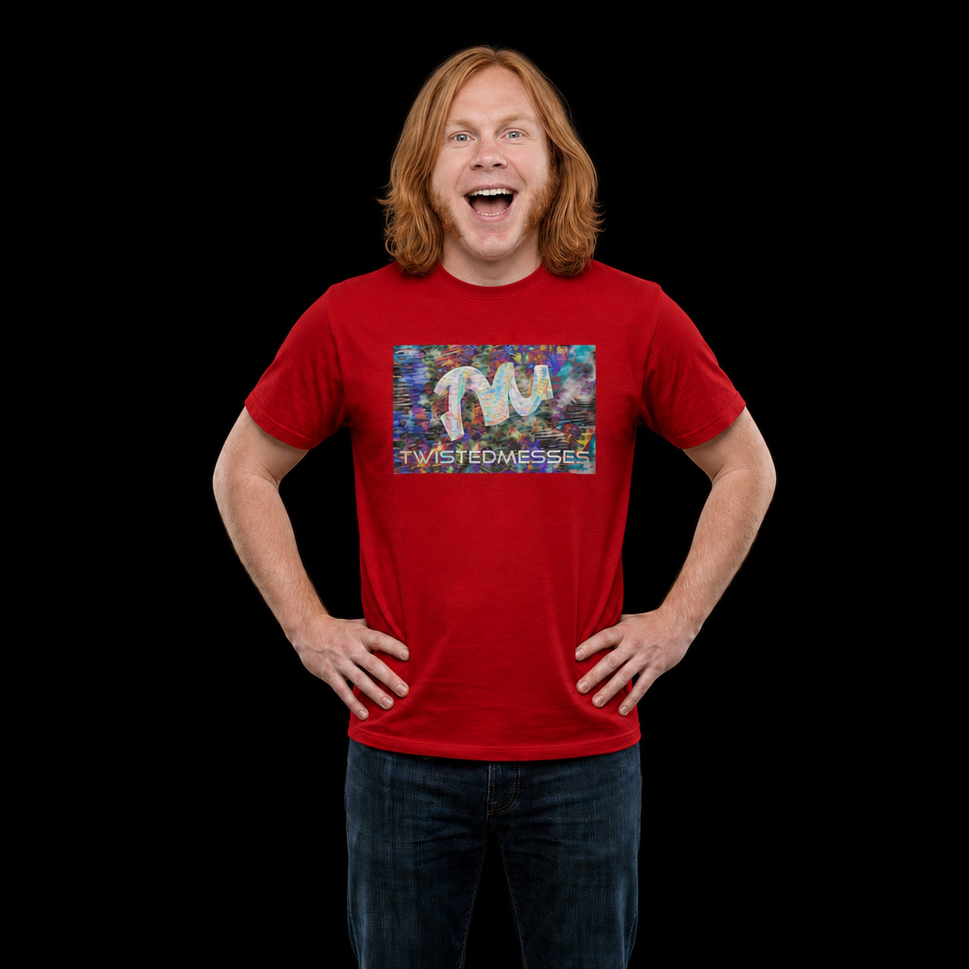 Twisted Messes Color Logo T-Shirt - Red Modeled View