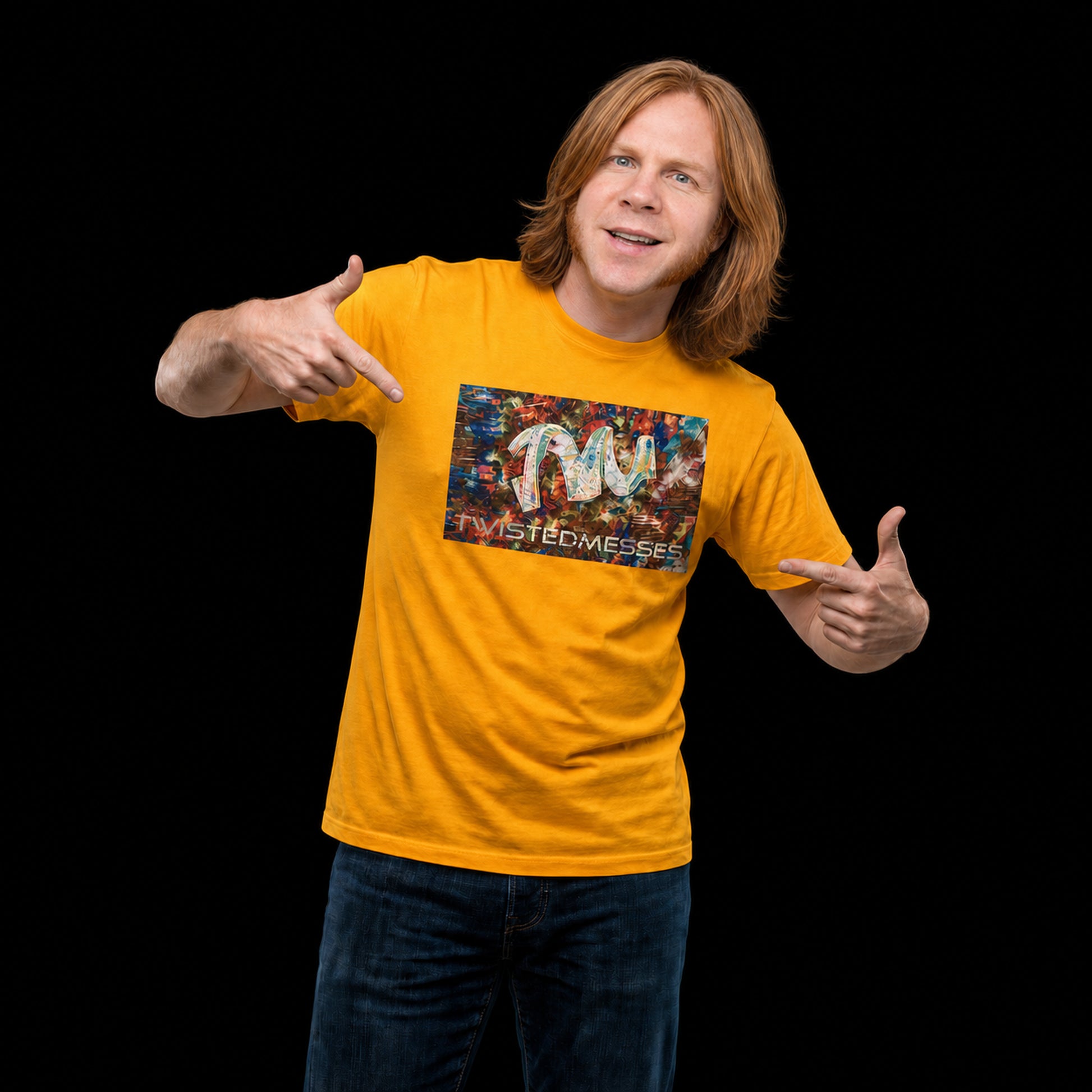 Twisted Messes Color Logo T-Shirt - Yellow Modeled View